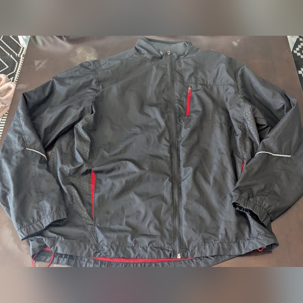 Men's Black Jacket with Red Accents - Brand:Starter Y2K Vintage Windbreaker Mesh